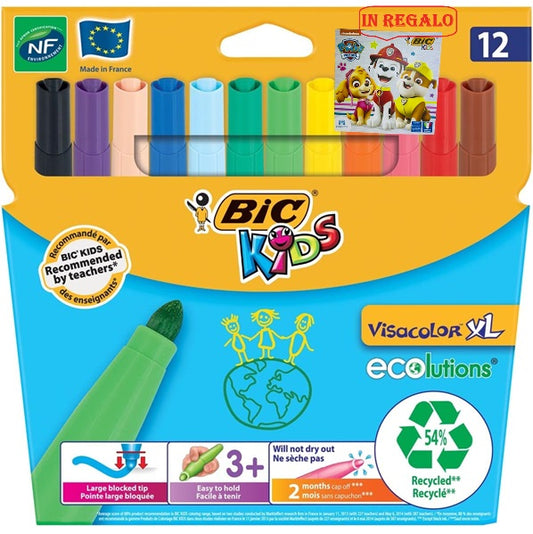 Pennarello bic kids punta 4,5 mm 12 colori