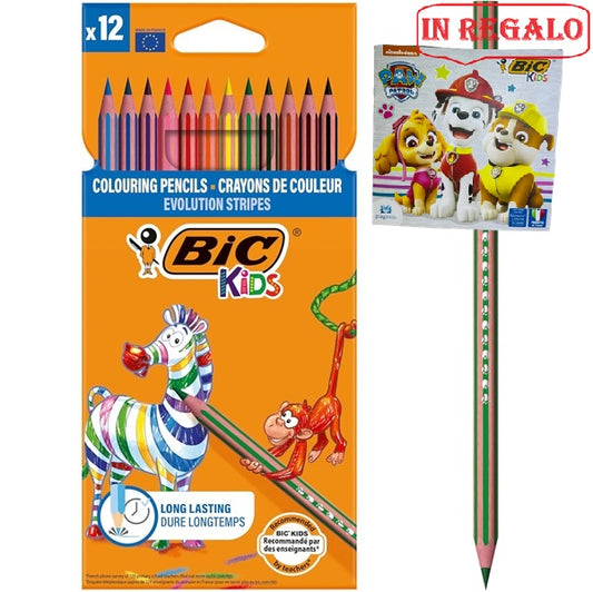 Bic matite colorate evolution stripes conf. 12 pezzi