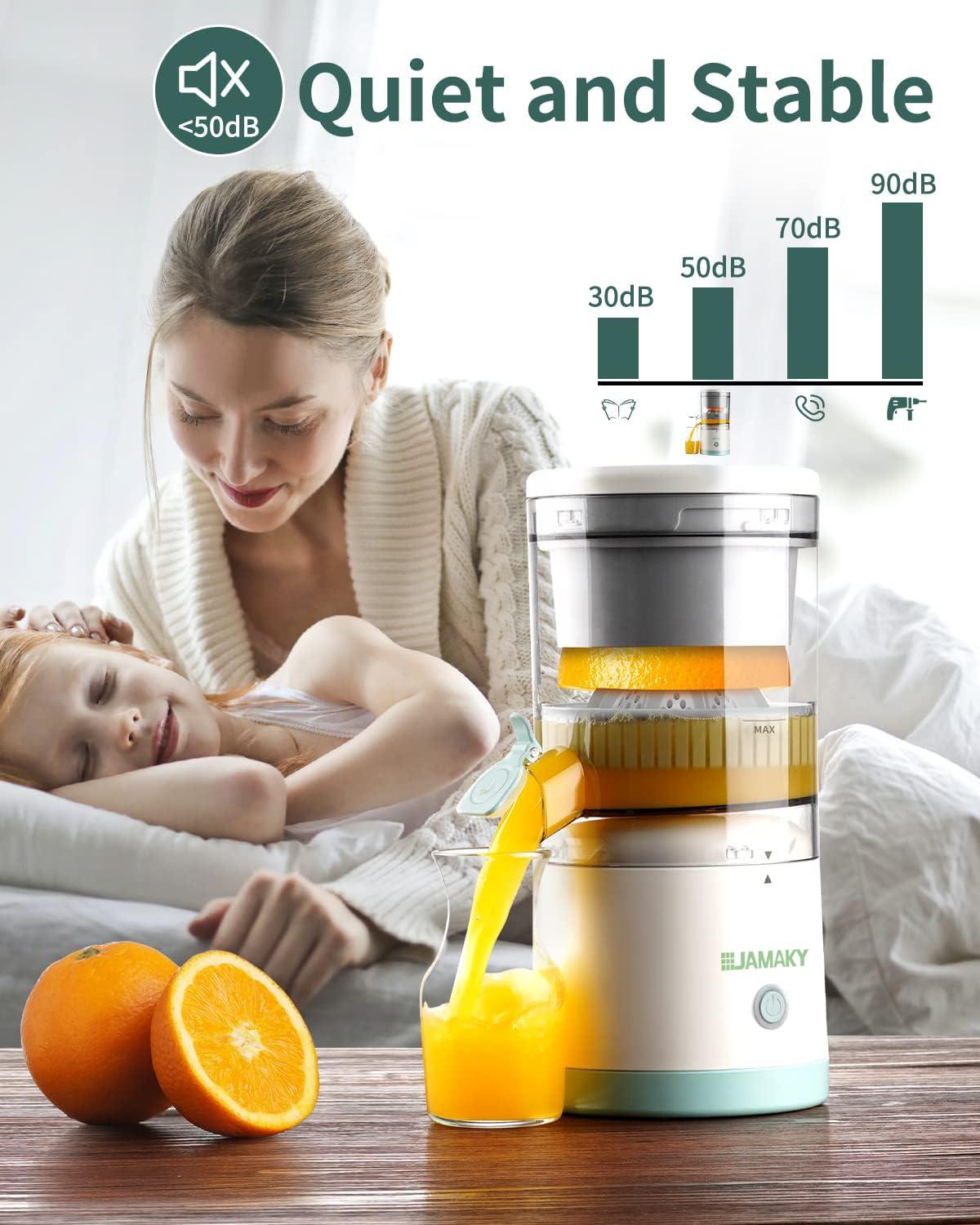 Spremiagrumi elettrico ricaricabile - Macchine per agrumi con USB e spazzola per la pulizia portatile per arancia, limone, pompelmo bianco + verde 9,4 * 4,4 * 5,4 pollici