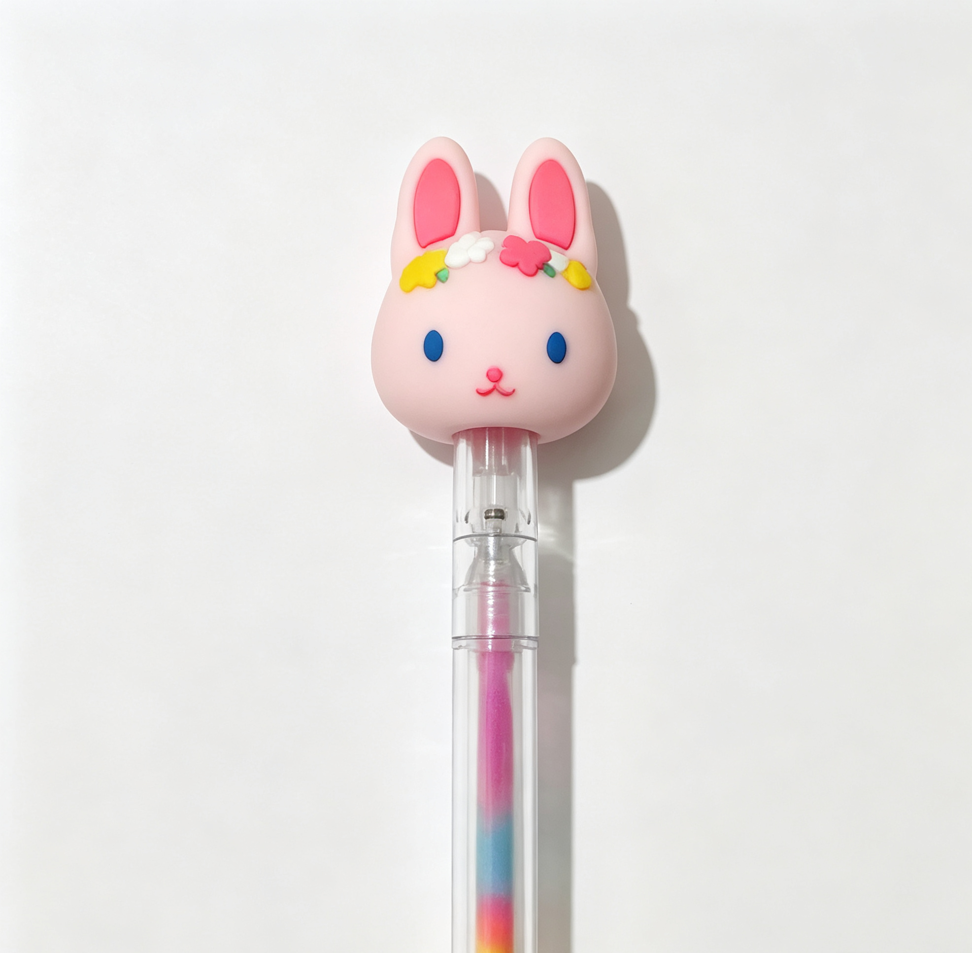 Penna Gel Decorativa con Testa di Coniglio Silicone – Colori Arcobaleno per Bambini