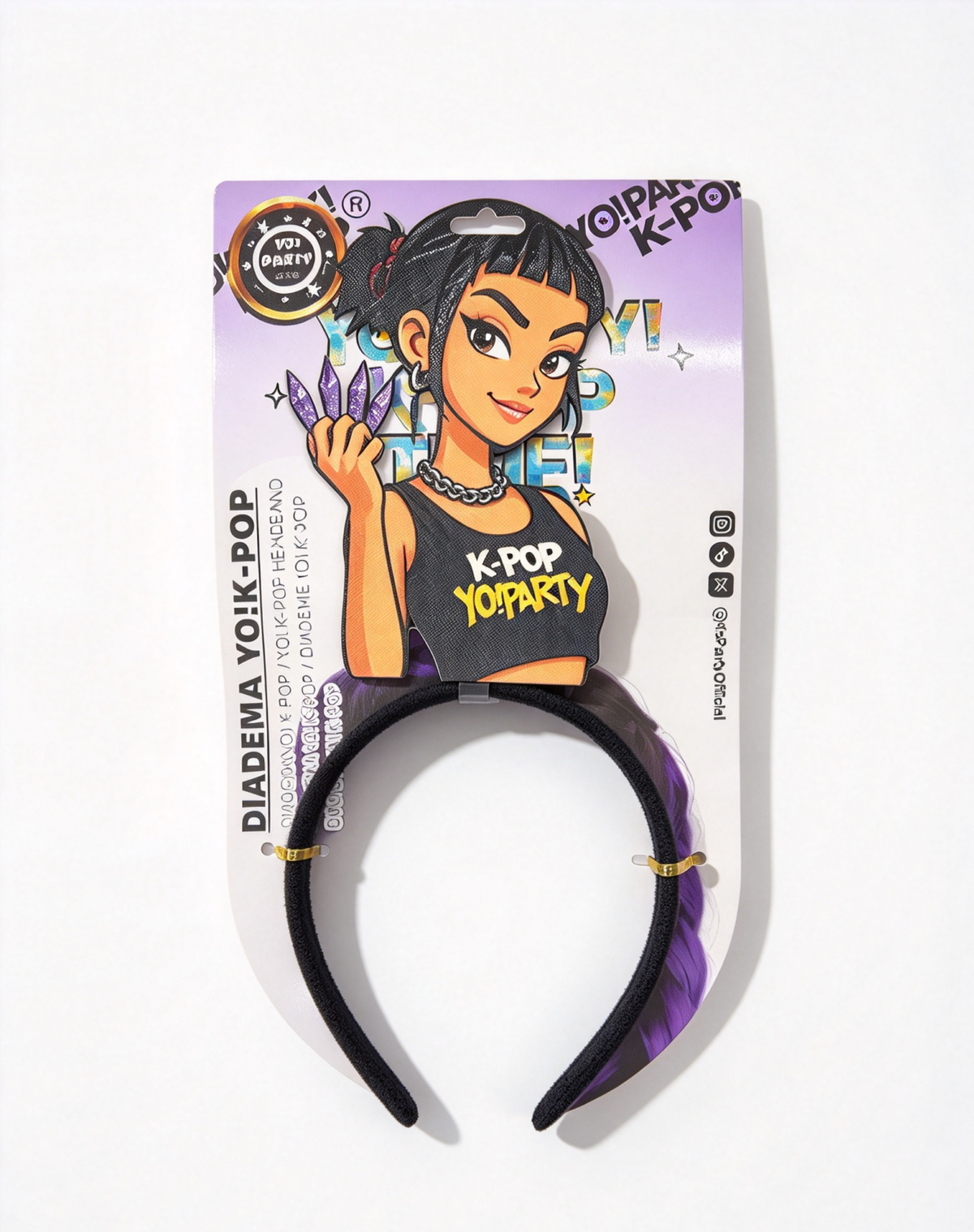 Diadema per capelli Rumi K‑Pop Demon Hunters, accessorio cosplay festa Halloween Carnevale