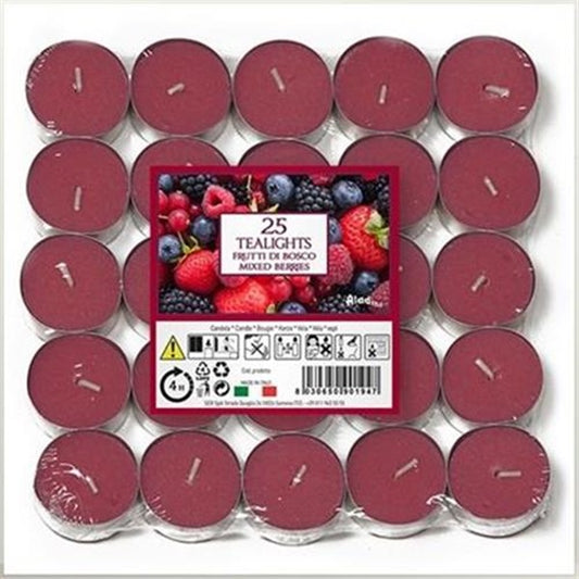 Candele profumate tealights 25 pezzi - frutti di bosco