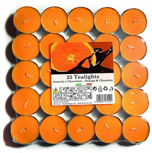 Candele profumate tealights 25 pezzi - arancia e cioccolato