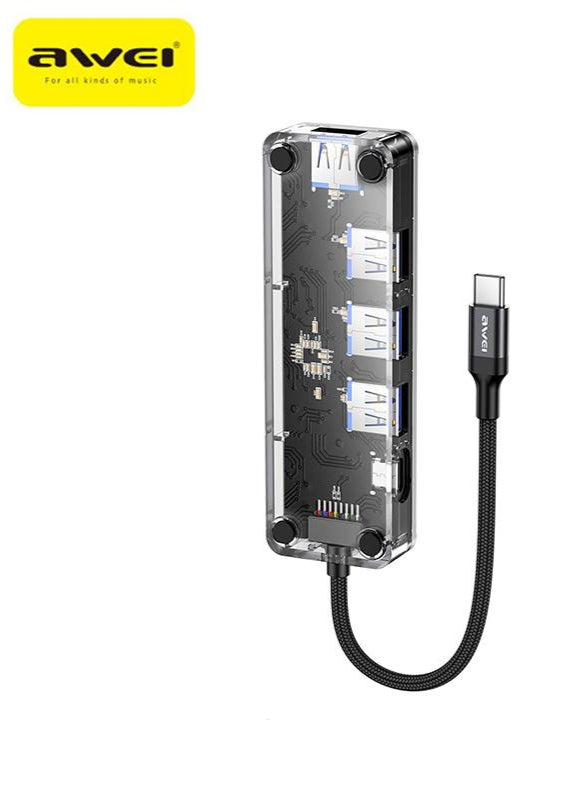 Awei Hub USB C, Docking Station, Hub TOTU 4 in 1 di Tipo C con Porta HDMI 4K