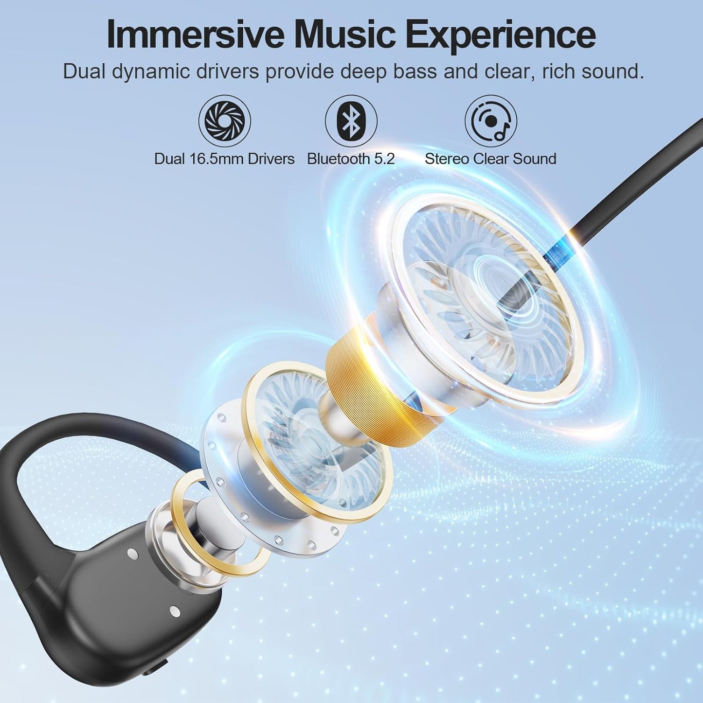 Awei Auricolari da Corsa Wireless Bluetooth 5.3 Aperti Sportivi HiFi IPX4 Impermeabili Resistente al Sudore 10 Ore di Rip