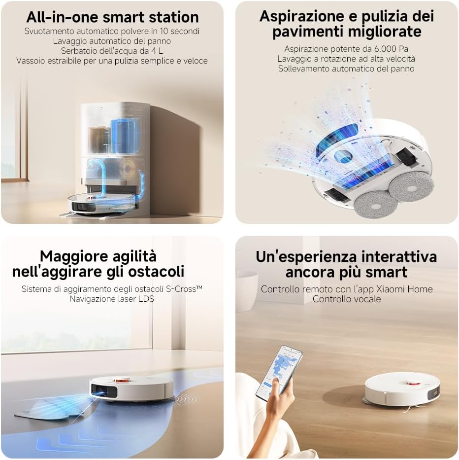Xiaomi Robot Vacuum X20+, Robot Aspirapolvere Lavapavimenti