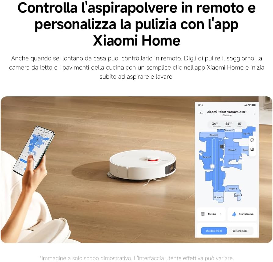 Xiaomi Robot Vacuum X20+, Robot Aspirapolvere Lavapavimenti