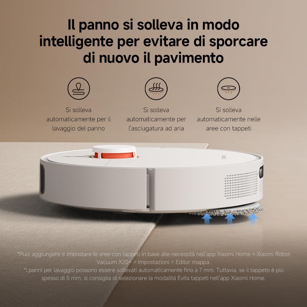 Xiaomi Robot Vacuum X20+, Robot Aspirapolvere Lavapavimenti