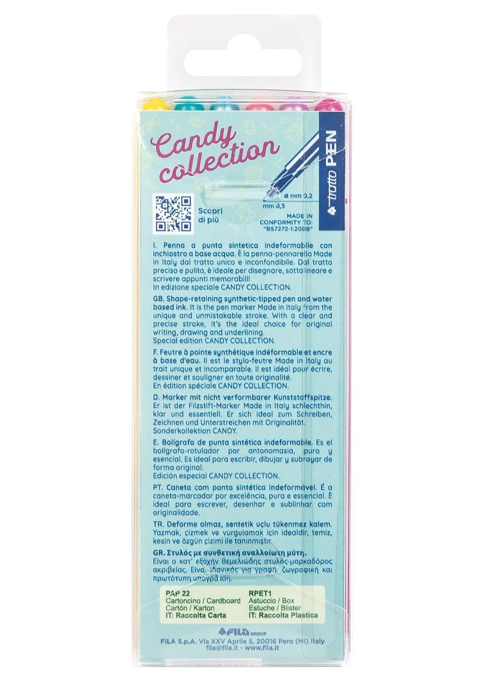 Tratto pen candy collecti 6 pz astuccio appendibile
