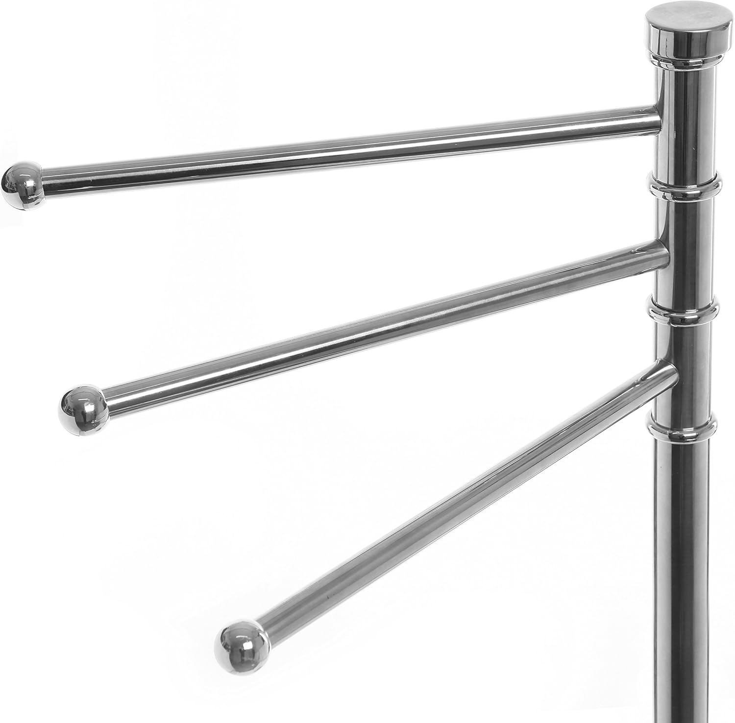 MyGift Portasciugamani Autoportante da 38 Pollici in Metallo Argentato con 3 Bracci Girevoli e Base Robusta Rotonda per Bagno Moderno Elegante