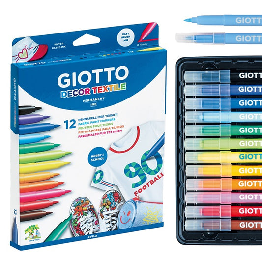 Pennarello giotto textile scatola 12 colori