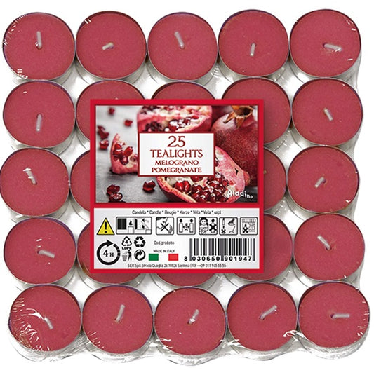 Candele profumate tealights 25 pezzi - melograno