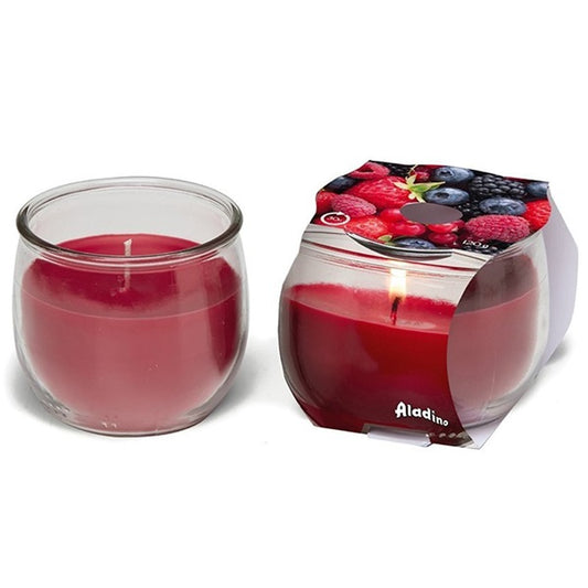Candela profuma ambiente 30h 120gr. vasetto in vetro fragranza - frutti di bosco