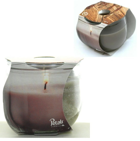 Candela profuma ambiente 30h 120gr. vasetto in vetro fragranza - legno prezioso