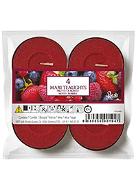 Maxi tealights 4 pz. profumazione d. 6 durata 10 ore - frutti di bosco