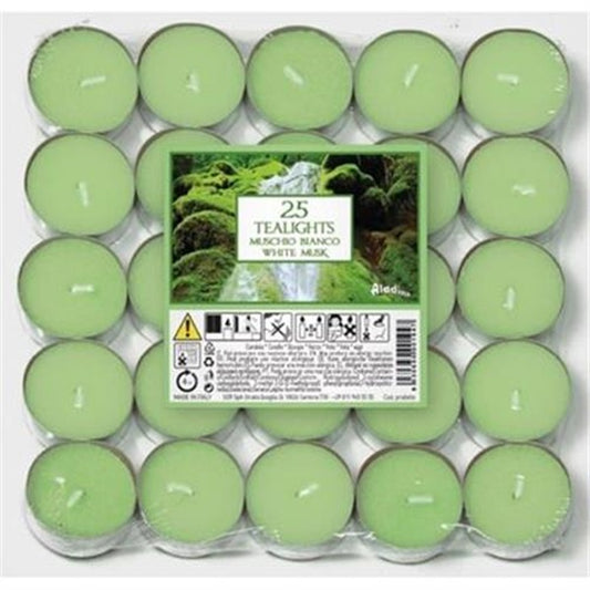 Candele profumate tealights 25 pezzi - muschio bianco