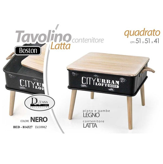 Tavolino con conttenitore in latta 51x51x41CM - NERP