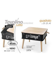 Tavolino con conttenitore in latta 51x51x41CM - NERP