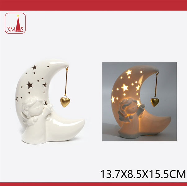 Decorazione natalizia luna 13,7X8,5X15,5cm