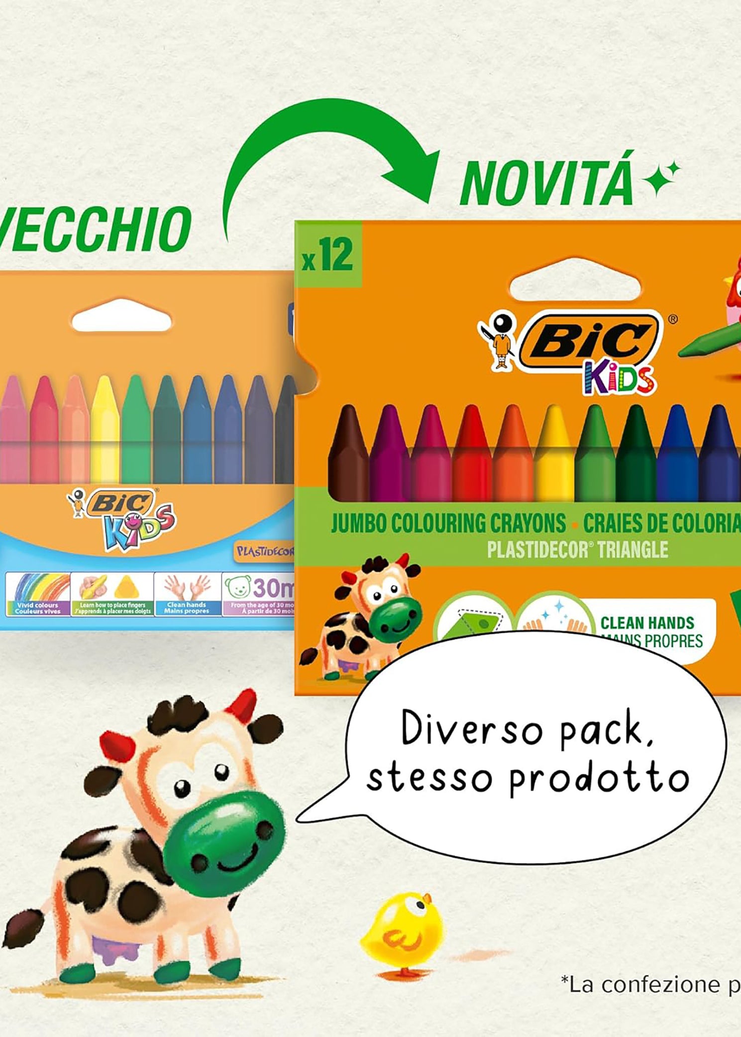 Pastelli a cera plastidecor triangle kids bic