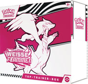 Pokémon - Gioco di carte collezionabili: Top Trainer Box Karmesin & Viola – Fiamme bianche: Reshiram (1 carta promozionale a schermo intero con Boreos, 9 buste di espansione e accessori premium)