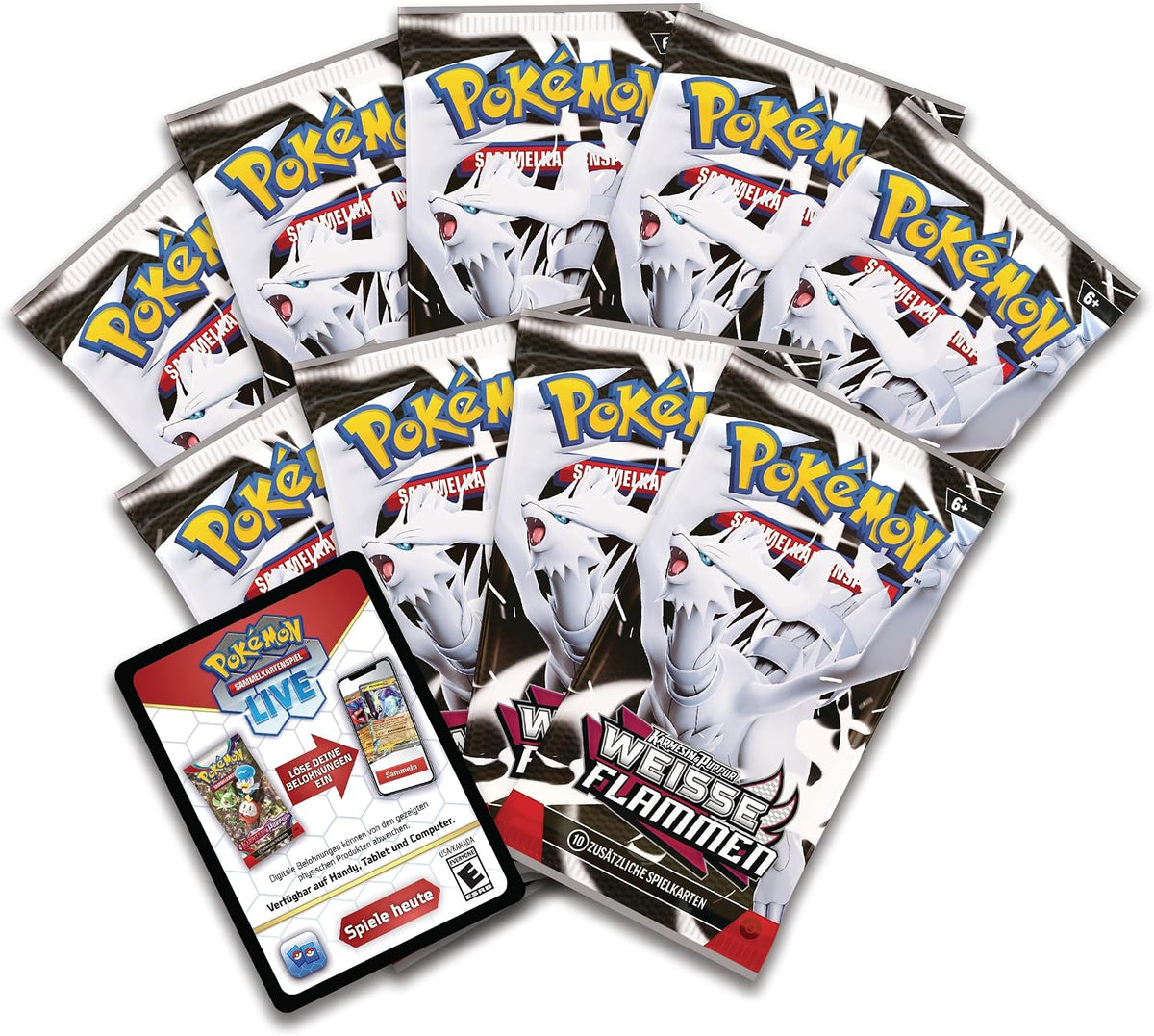 Pokémon - Gioco di carte collezionabili: Top Trainer Box Karmesin & Viola – Fiamme bianche: Reshiram (1 carta promozionale a schermo intero con Boreos, 9 buste di espansione e accessori premium)