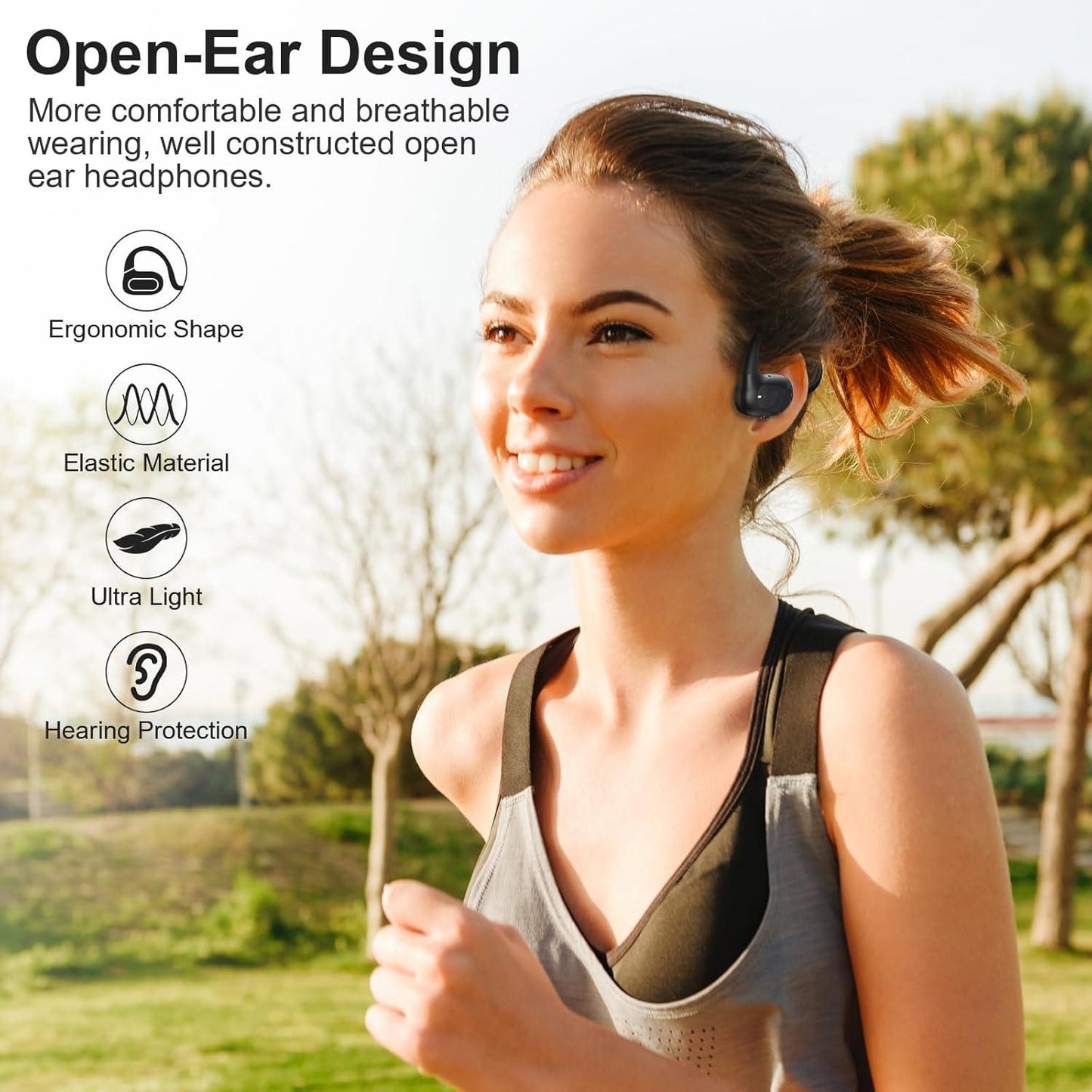 Awei Auricolari da Corsa Wireless Bluetooth 5.3 Aperti Sportivi HiFi IPX4 Impermeabili Resistente al Sudore 10 Ore di Rip