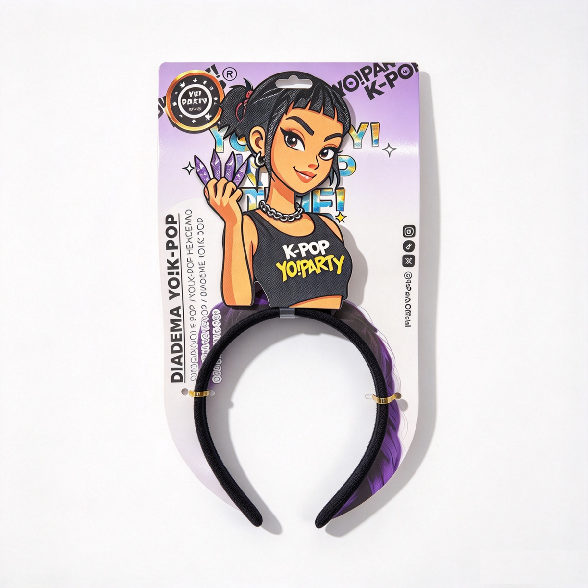 Diadema per capelli Rumi K‑Pop Demon Hunters, accessorio cosplay festa Halloween Carnevale