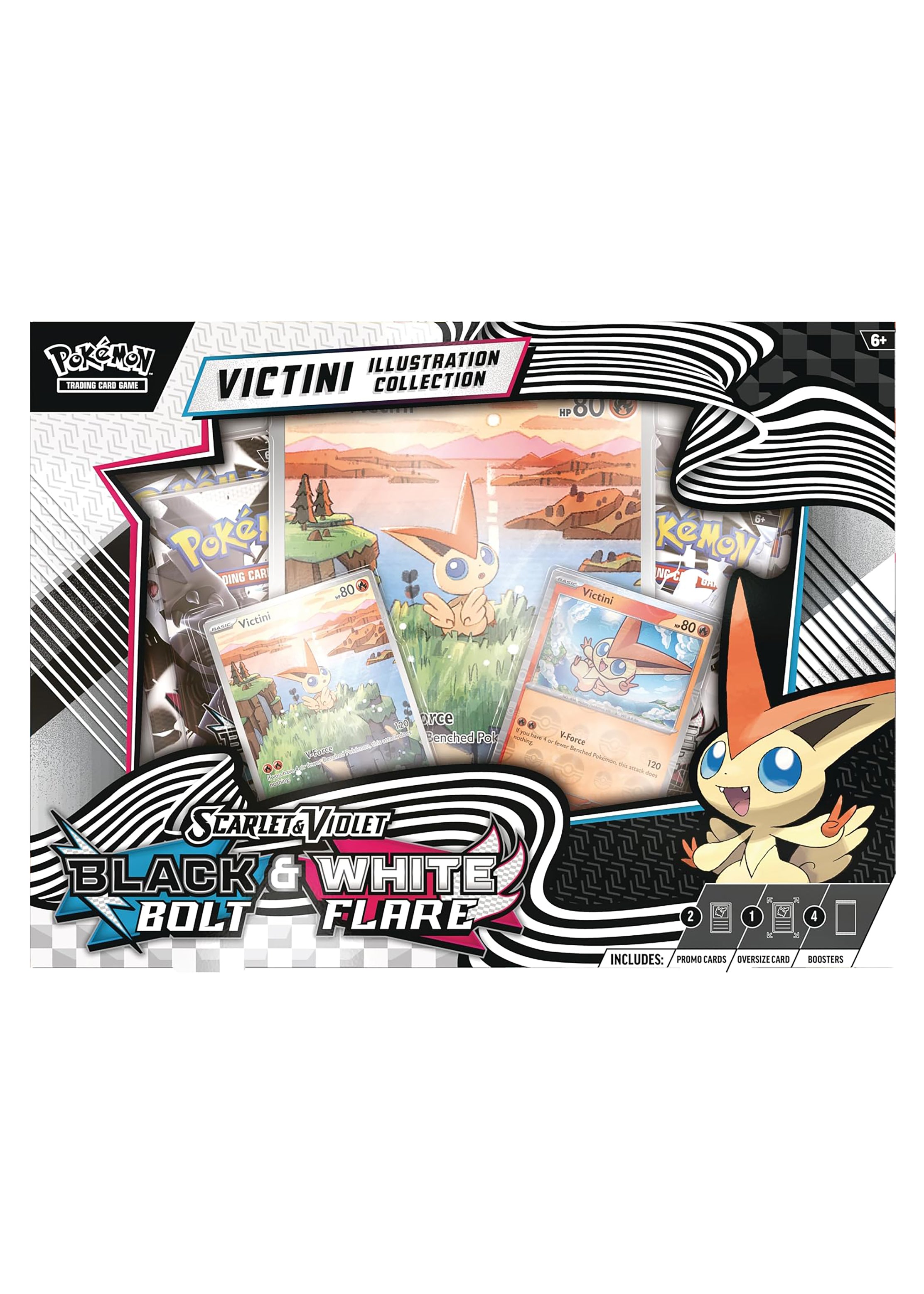 Pokémon: collezione illustrazione Victini - Unima del GCC Pokémon (una carta olografica a figura intera, quattro buste di espansione e una carta olografica gigante in stile rara illustrazione)