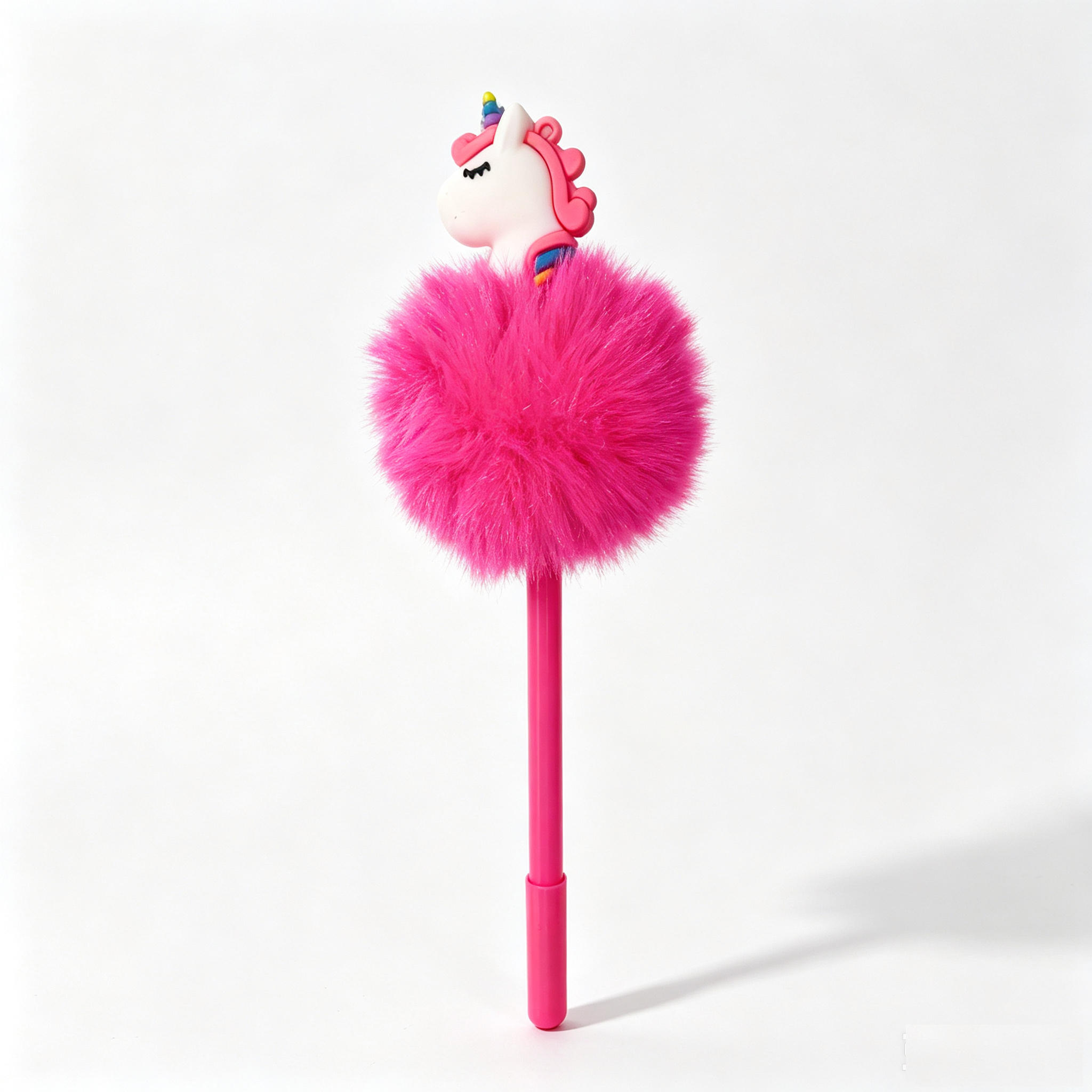 Penna Gel Decorativa Unicorno con Pompom Peloso Rosa, Cancelleria Carina per Bambine, Idea Regalo Originale