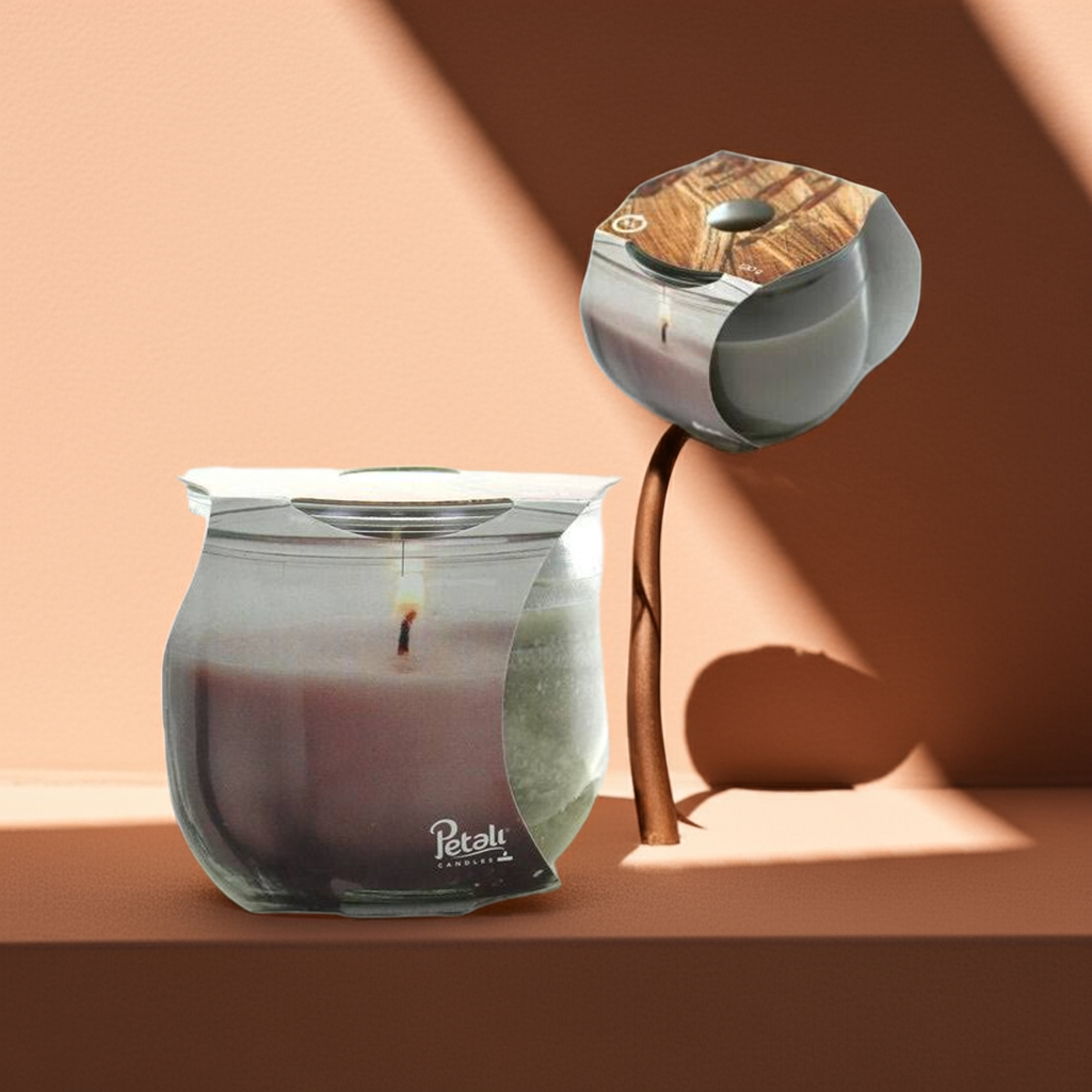 Candela profuma ambiente 30h 120gr. vasetto in vetro fragranza - legno prezioso
