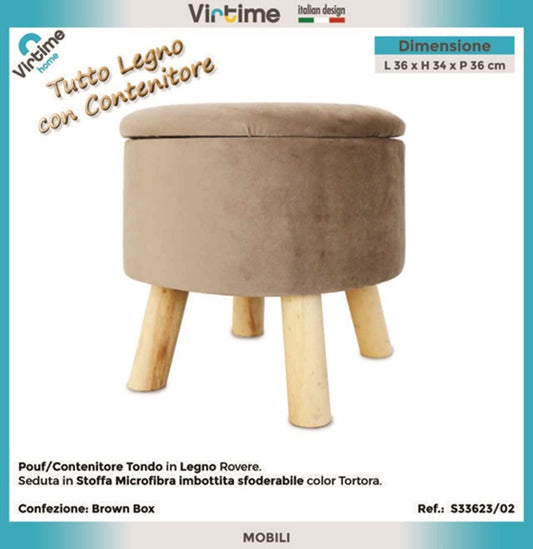 Pouf tondo con contenitore 36X36XH34 cm