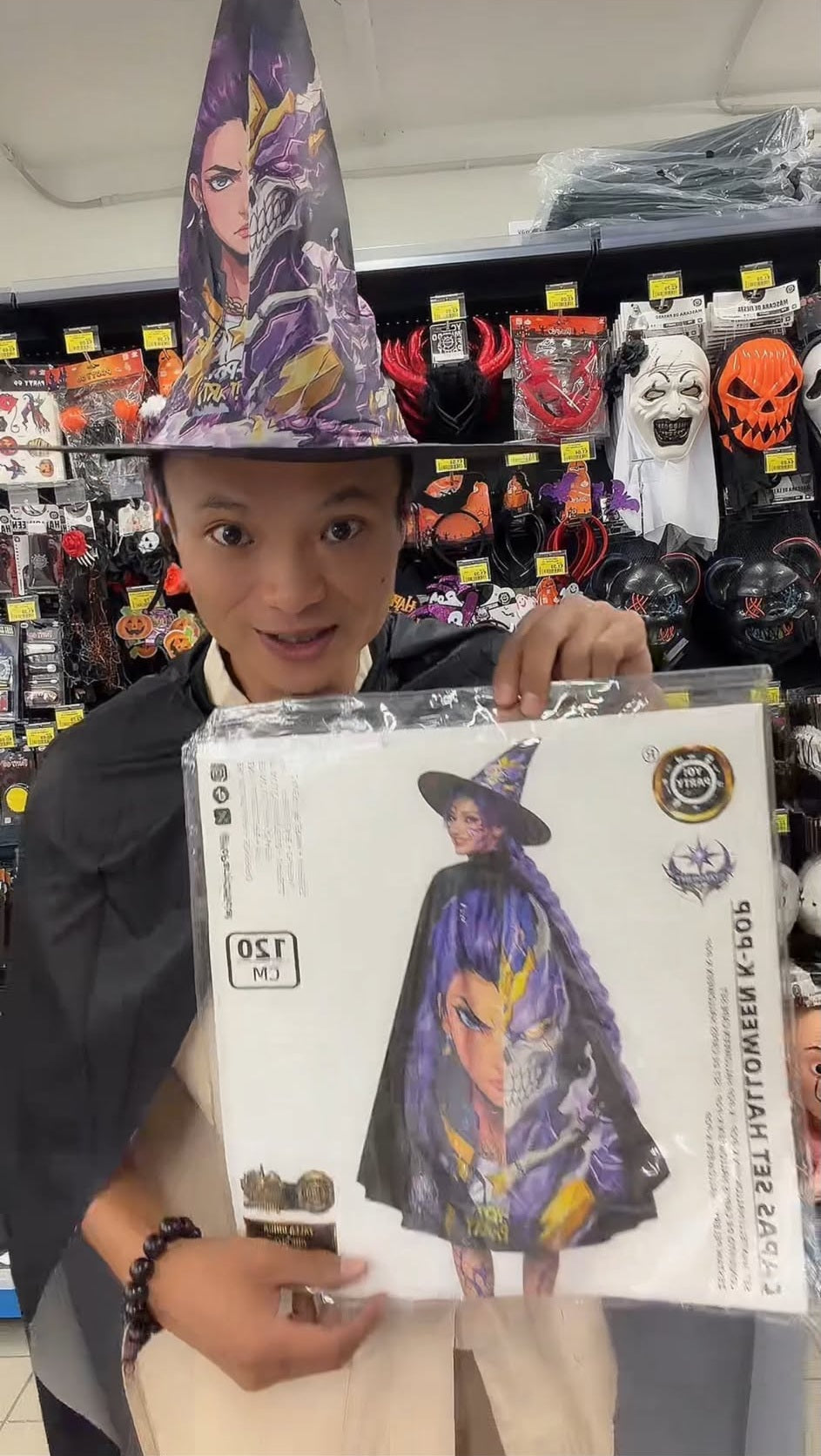 Cappello e Mantello Strega K-POP per Halloween, Set Costume per Bambini 120cm