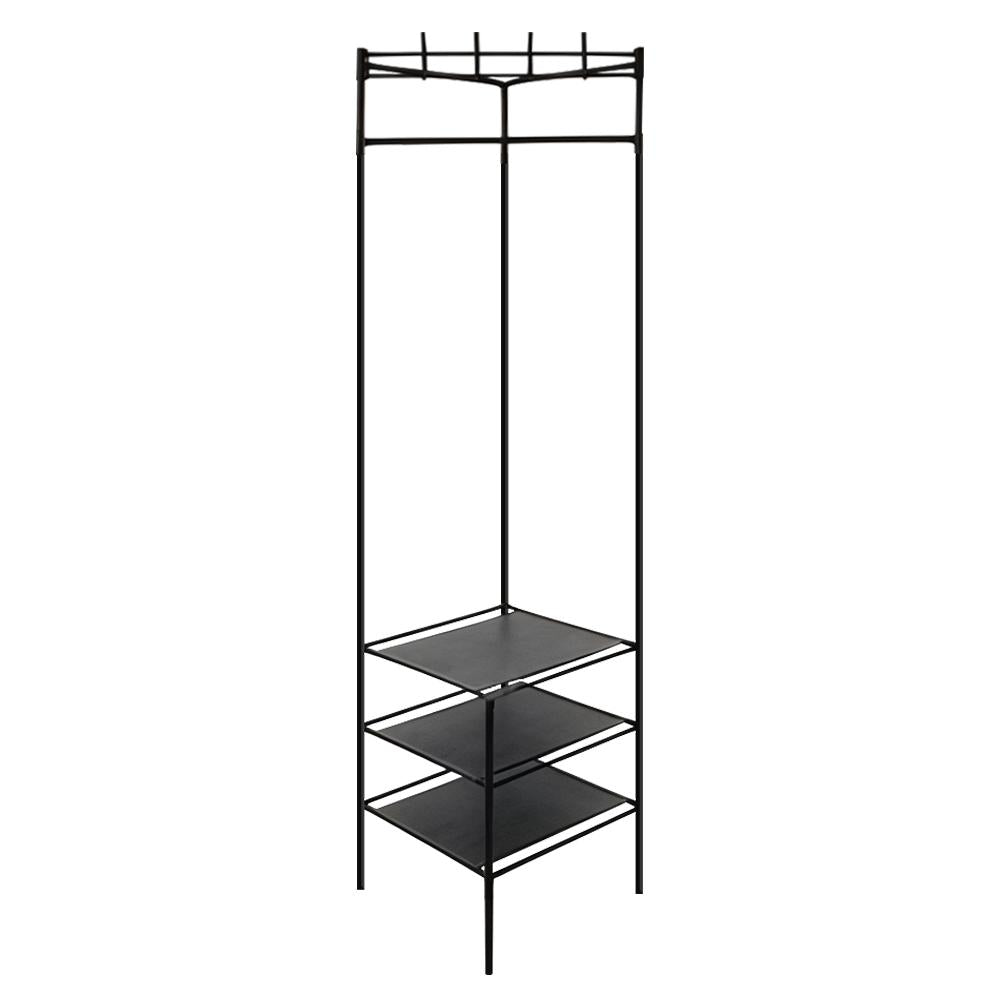 Appendiabiti angolare  Black Metal Corner Clothes Rack with 3 Shelves 
