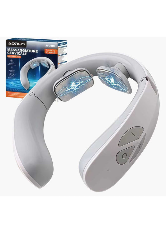 AORLIS Massaggiatore Cervicale Portatile Riscaldato Modello BS-70113 con Cuscinetti Elettrodi