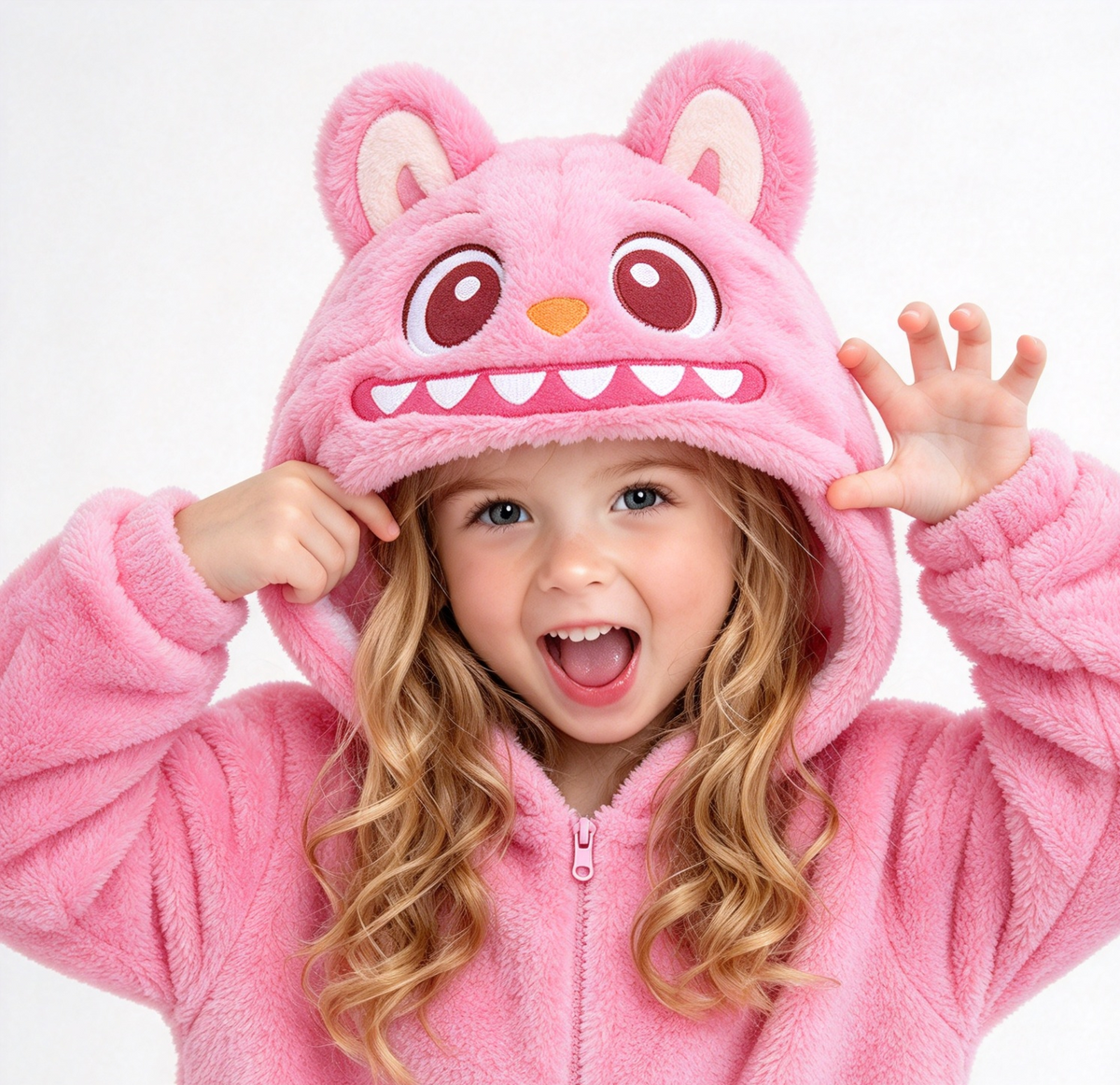 Pigiama tuta Scimmia Rosa Molulu per Bambini 7-9 anni | Costume peluche