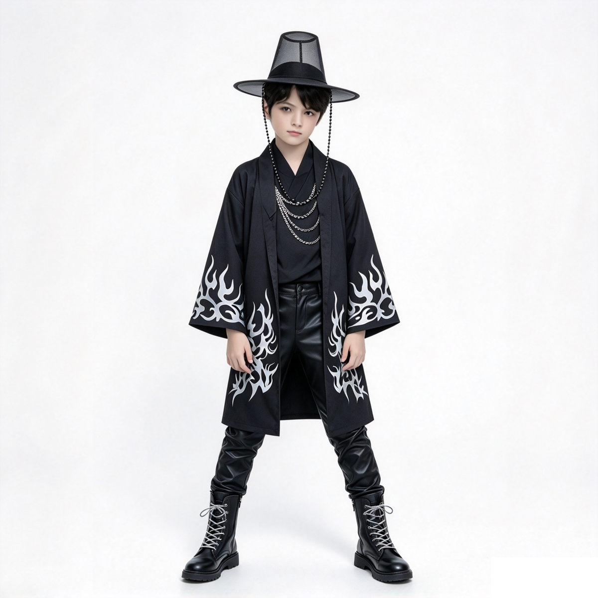 Costume K-Pop Omen5 Bambino 7-9 anni | Giacca + Camicia Stile Idol Nero