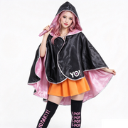 Capa Yo! K-Pop Pink 90 cm | Mantella Nera Rosa per Feste e Cosplay