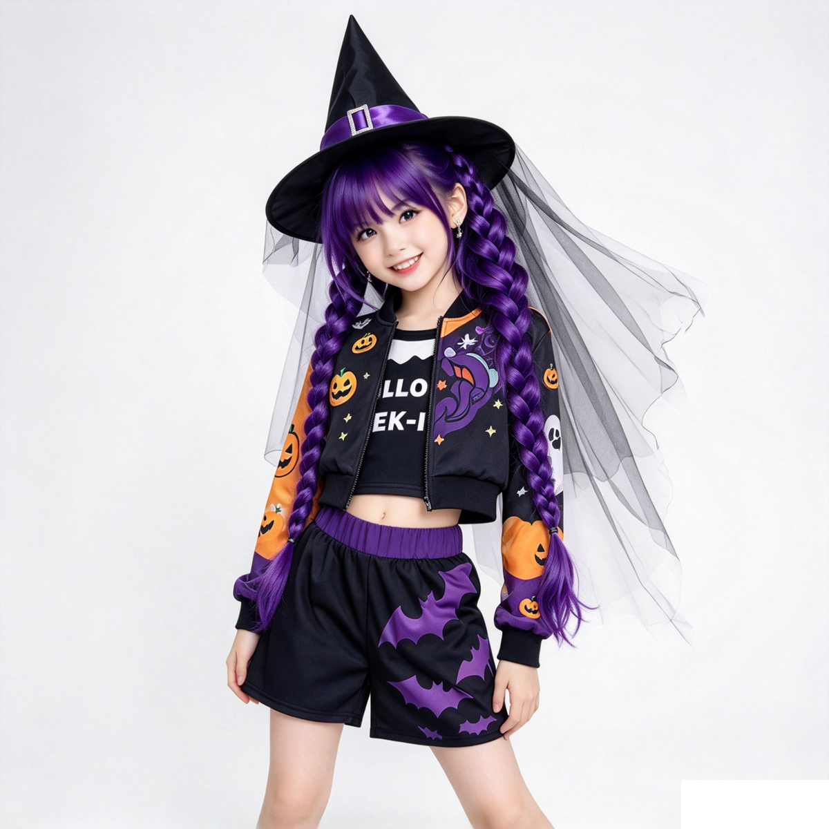 Costume Bruja Halliyú K-Pop Halloween Bambina 7-9 anni | Strega Pop