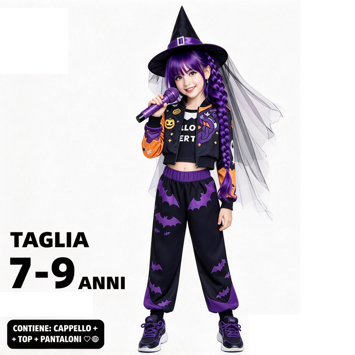 Costume Bruja Halliyú K-Pop Halloween Bambina 7-9 anni | Strega Pop