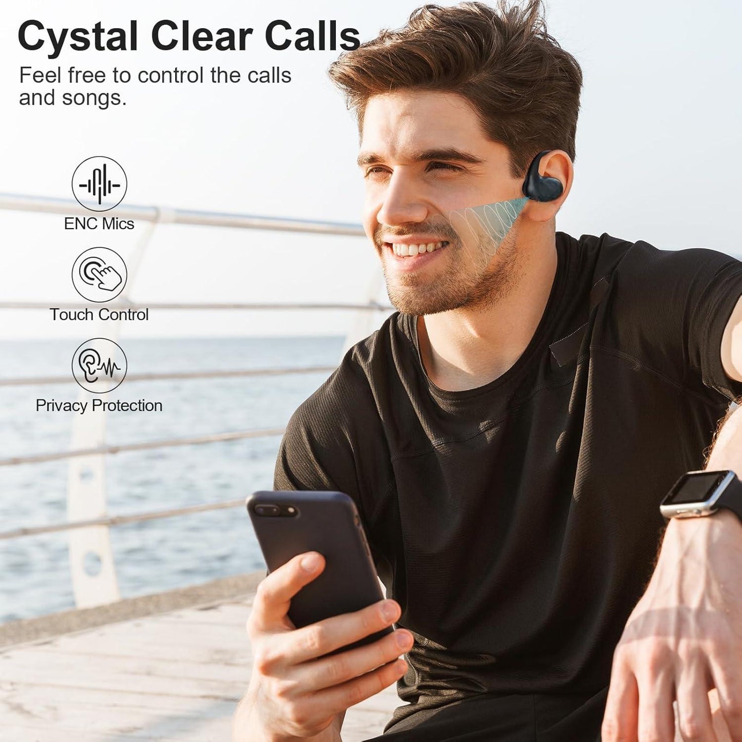 Awei Auricolari da Corsa Wireless Bluetooth 5.3 Aperti Sportivi HiFi IPX4 Impermeabili Resistente al Sudore 10 Ore di Rip