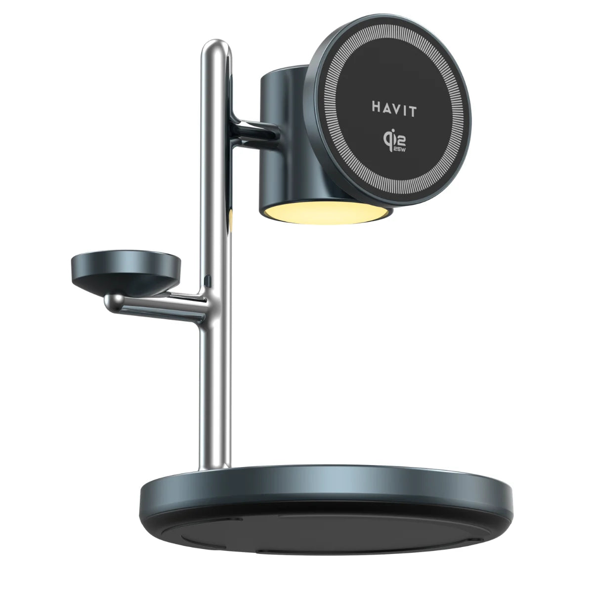 Stazione di Ricarica Wireless 3‑in‑1 HAVIT Certificata Qi2 25W, Supporto Magnetico per Smartphone, Orologio e Auricolari, con Luce LED ambientale
