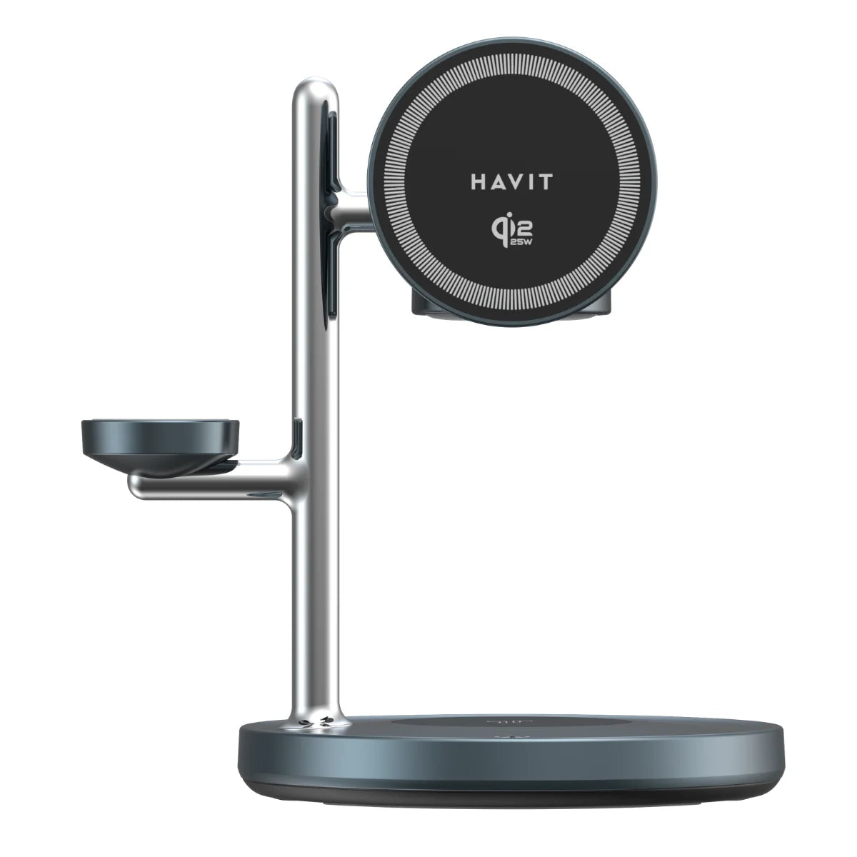 Stazione di Ricarica Wireless 3‑in‑1 HAVIT Certificata Qi2 25W, Supporto Magnetico per Smartphone, Orologio e Auricolari, con Luce LED ambientale