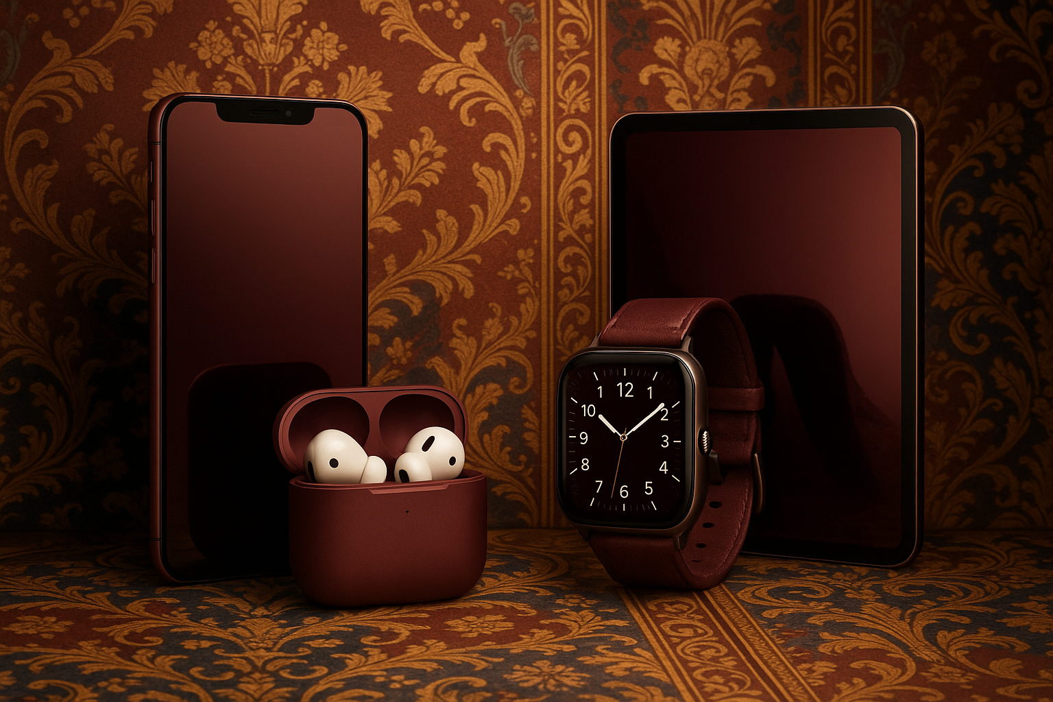prodotti tecnologici con sfondo decorati