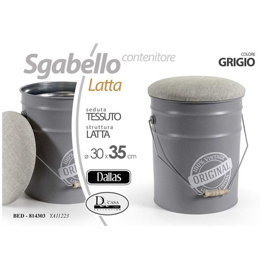 Pouf in metallo decorato seduta in simipelle 27*44 cm bed