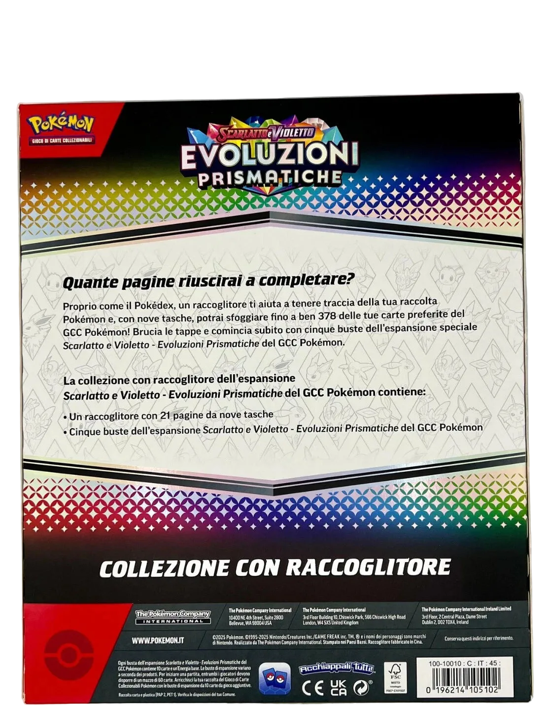 Pokémon Scarlatto e Violetto Evoluzioni Prismatiche Collezione con Raccoglitore ITA case 8 pz