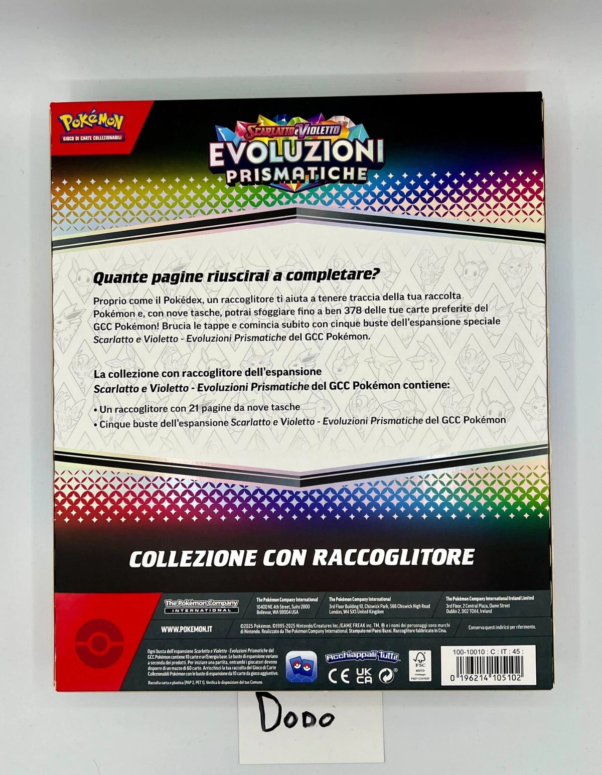 `Pokémon Scarlatto e Violetto Evoluzioni Prismatiche Collezione con Raccoglitore ITA`